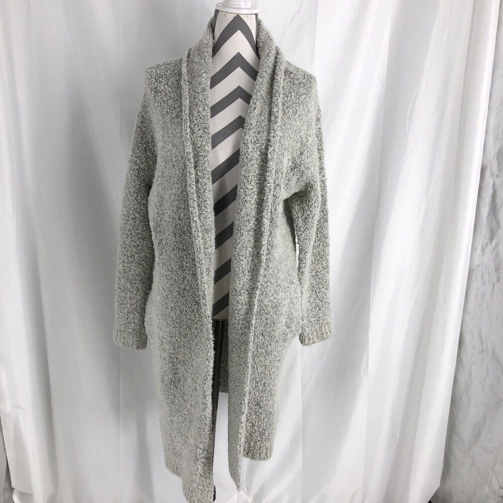 Loft Women's Gray Open Cardigan Sherpa Sweater Fluffy Knit Size XS